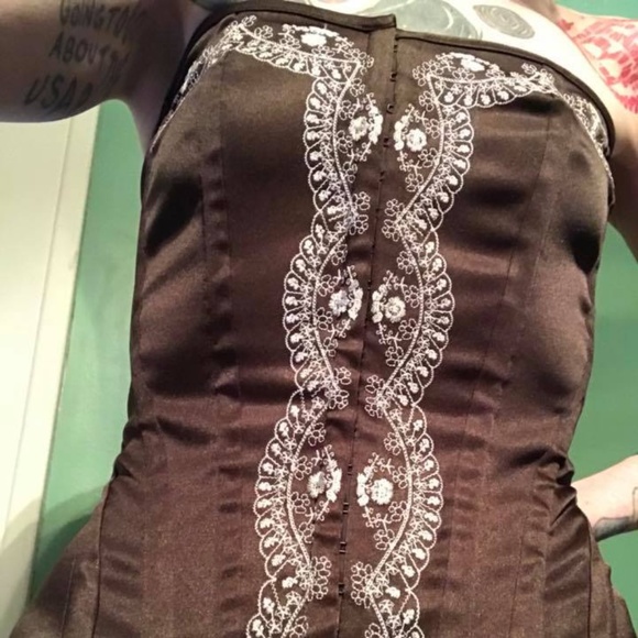 Womens Gothic brown corset, sz M - Picture 1 of 6